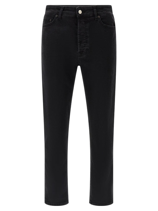Jeans by Department 5 for men in stretch denim cotton black features a refined silhouette with a refined cropped, defined by a mid rise and a refined cropped for a refined finish.
