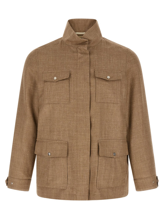 Herno Beige Wool Full-Length Jacket