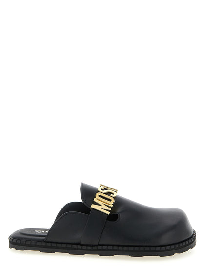 Moschino Black Calfskin Clogs