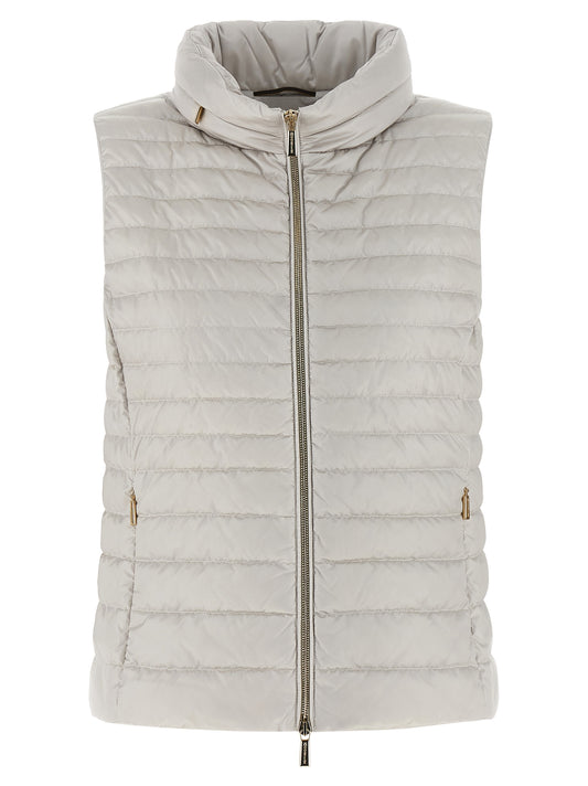 Hooded Vest by MooRER for women in polyester beige features an contemporary silhouette, showcasing refined pockets & hooded and a contemporary hooded neckline for a sophisticated layered look.