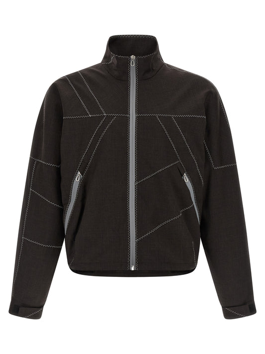 Overcoat by Kiko Kostadinov for men in virgin wool brown features a contemporary silhouette showcasing a contemporary high-neck neckline and refined pockets for a sophisticated finish.