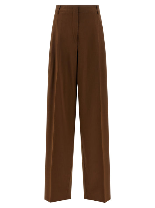 Trousers by Max Mara for women in virgin wool brown features a tailored silhouette with a tailored straight-leg & wide, defined by its long and a sophisticated .