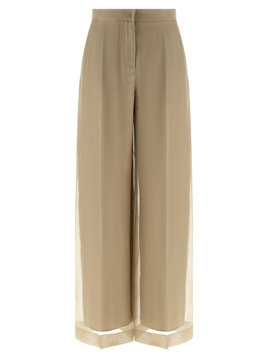Casual Pants by Max Mara for women in silk beige features an refined tailoring silhouette, showcasing a premium straight-leg & wide with a and long cut for a refined tailoring look.