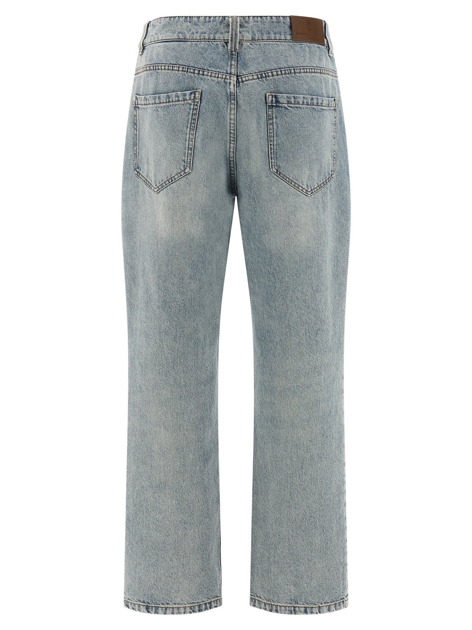 Jeans by Brunello Cucinelli for women in cotton denim light-blue features an sophisticated high rise and straight-leg & relaxed-fit with a precise long, creating a sophisticated and sophisticated silhouette.