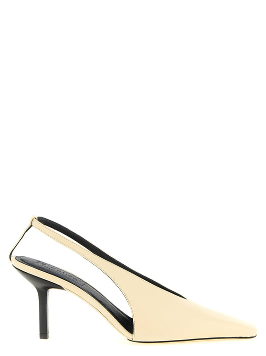 High-Heel Slingback Pumps Heels by Armarium for women in nappa lambskin leather beige & natural features a effortlessly chic Women's Nappa Lambskin Leather High-Heel Slingback Pumps Heels design with a sophisticated high-heel and elegant square toe style.