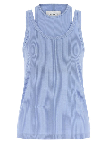 Armarium Blue Cotton Sleeveles T-Shirt