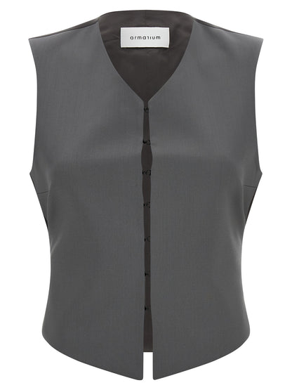 Armarium Gray Virgin Wool Sleeveless Jacket