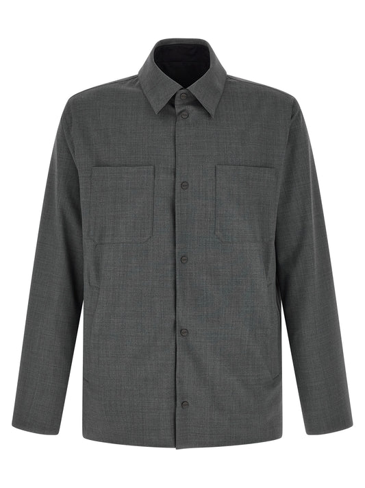 Overcoat by Herno for men in nylon polyester wool gray showcases a architectural silhouette, artfully detailed with a distinctive and functional pockets for a architectural finish.