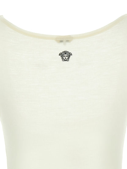 Versace White Virgin Wool Sleeveles T-Shirt