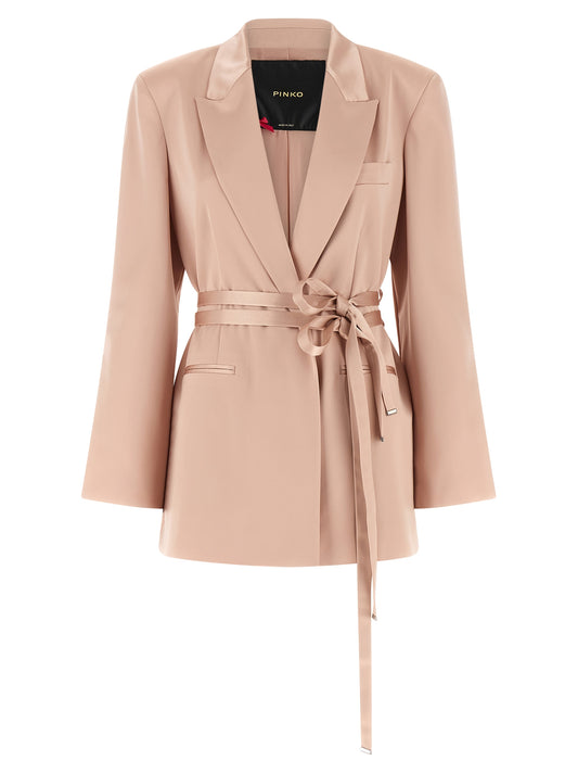 Blazer by PINKO for women in polyester satin multicolor & pink features an stylish silhouette, showcasing a sophisticated v-neck neckline and stylish for a truly stylish finish.