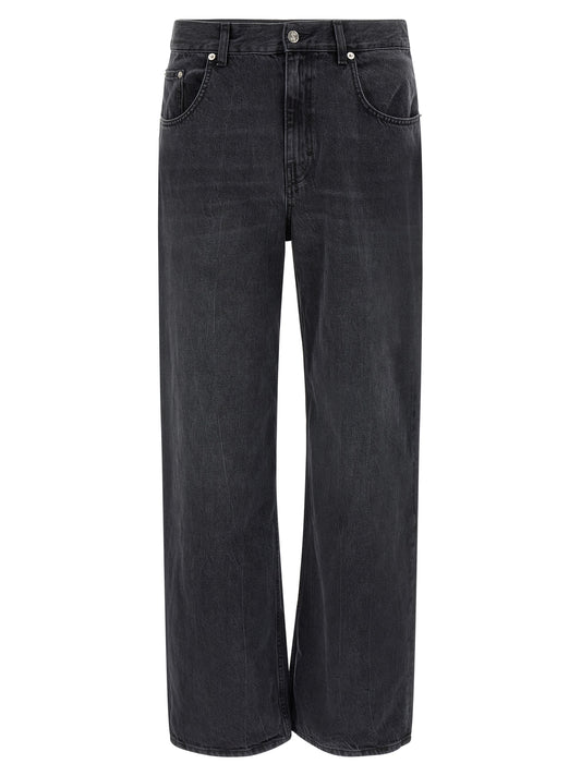 Jeans by SÉFR for men in denim cotton black features an refined tailoring silhouette, showcasing a premium straight-leg with a and long cut for a refined tailoring look.