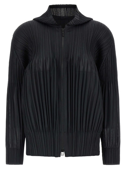 PLEATS PLEASE ISSEY MIYAKE Black Polyester Cardigan