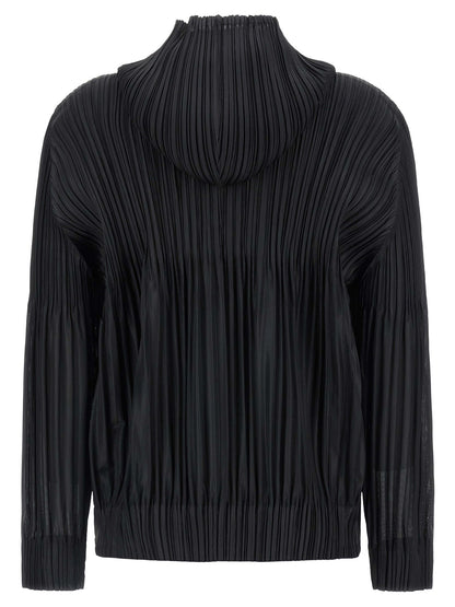 PLEATS PLEASE ISSEY MIYAKE Black Polyester Cardigan
