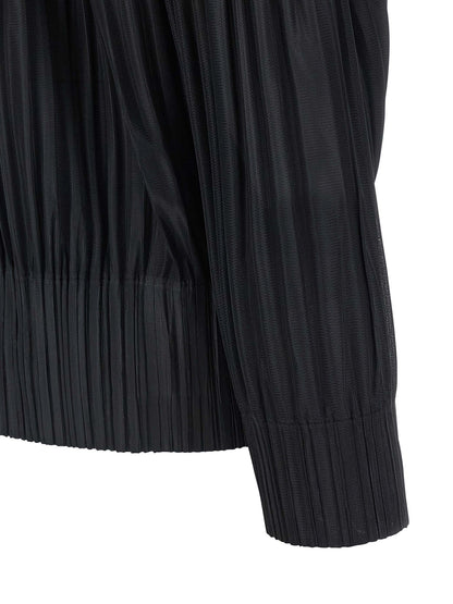 PLEATS PLEASE ISSEY MIYAKE Black Polyester Cardigan