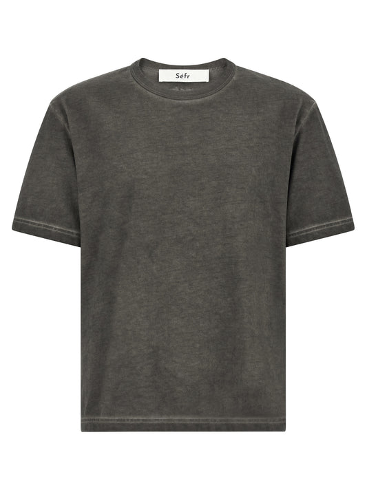 T-Shirt by SÉFR for men in cotton black, gray & natural features an edgy silhouette, meticulously detailed with a sophisticated short-sleeve and crew neckline for a truly edgy finish.