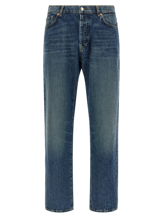 Jeans by Department 5 for men in denim cotton blue features a polished silhouette with a polished straight-leg, reaching a polished long and finished with a polished .