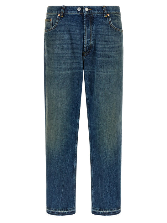 Jeans by Department 5 for men in denim cotton blue features an refined tailoring silhouette, showcasing a premium straight-leg, wide & cropped with a and cropped cut for a refined tailoring look.