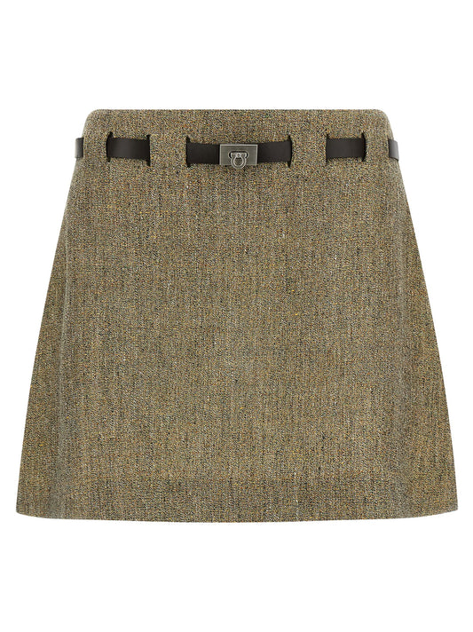Ferragamo Multicolor Linen Long Skirt