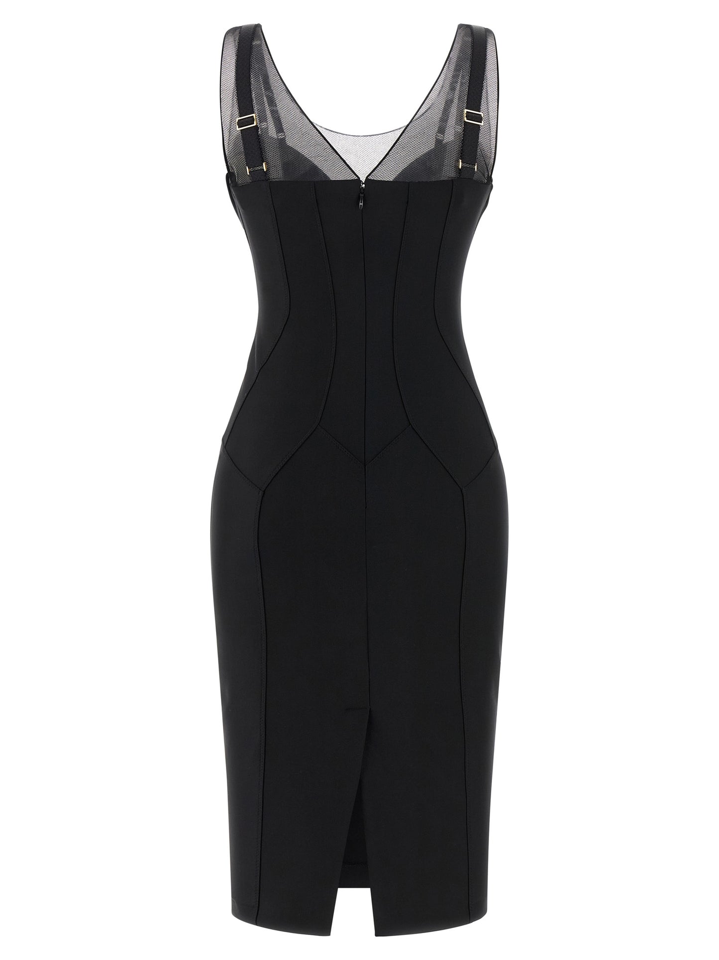 Elisabetta Franchi Black Polyamide Midi Dress