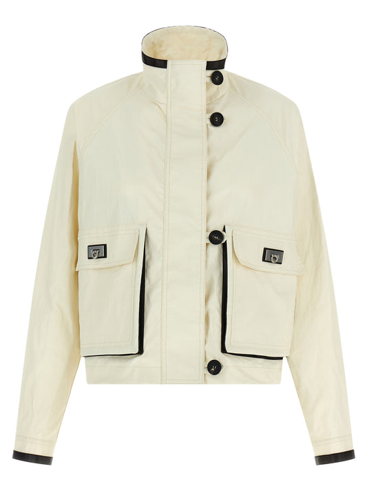 Ferragamo White Linen Full-Length Jacket