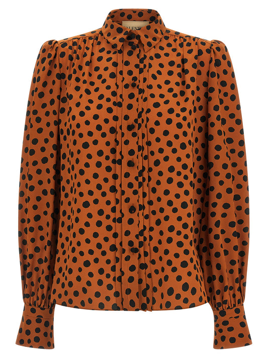 Blouse by Valentino Garavani for women in silk orange & print presents a discerning silhouette, showcasing a sophisticated and long-sleeve for a truly discerning finish.