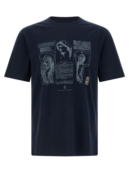 Brunello Cucinelli Blue Cotton T-Shirt