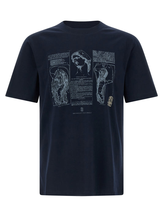 Brunello Cucinelli Blue Cotton T-Shirt