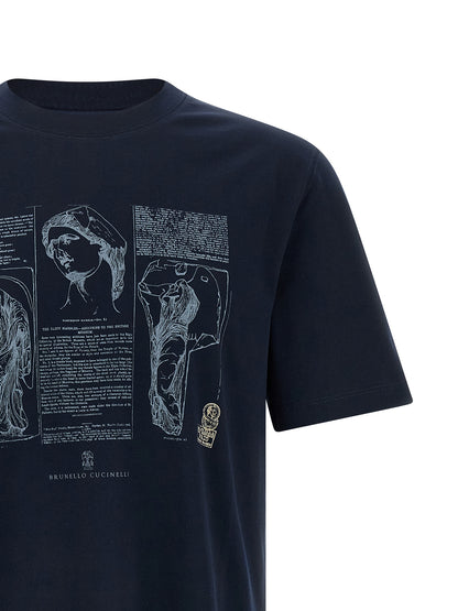 Brunello Cucinelli Blue Cotton T-Shirt