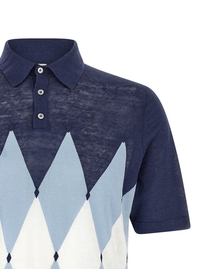 Ballantyne Blue Linen Polo Shirt