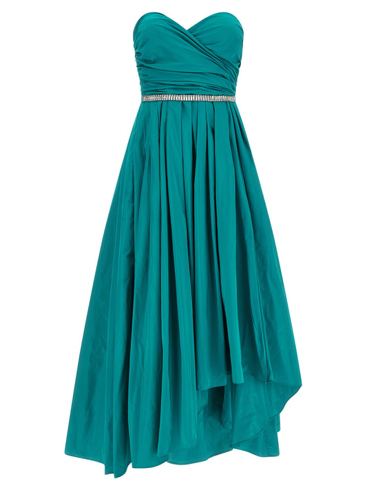 Dress by PINKO for women in polyester & crystal bicolour & green features an cute silhouette, detailed with a and sweetheart neckline that elegantly flows into a cute long.