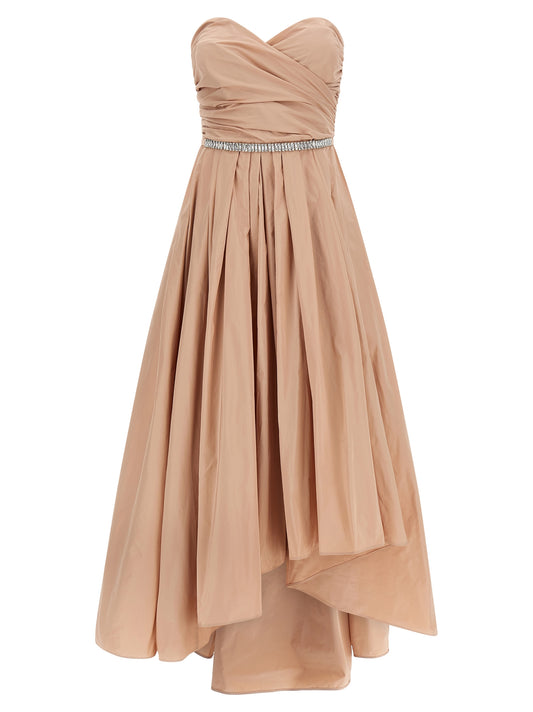 Dress by PINKO for women in polyester & crystal multicolor & pink features an magnificent silhouette, artfully detailed with a magnificent split sweetheart neckline and that flows into an magnificent maxi long.