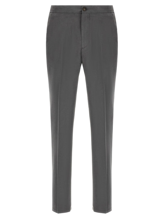 Casual Pants by Pal Zileri for men in lyocell gray features an sartorial straight-leg and long with a cut for a sartorial finish.