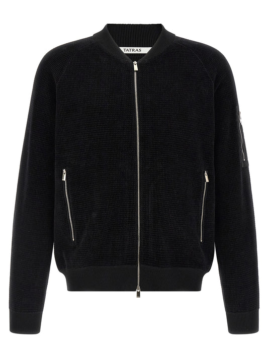 Bomber Jacket by Tatras for men in nylon cotton polyester black features an on trend silhouette, showcasing refined pockets and a sophisticated high-neck neckline for a truly on trend finish.