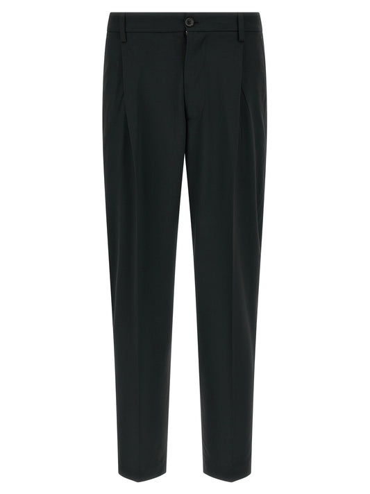 Casual Pants by Department 5 for men in stretch polyester & viscose black & signature features a polished silhouette with a polished wide, reaching a polished long and finished with a polished .