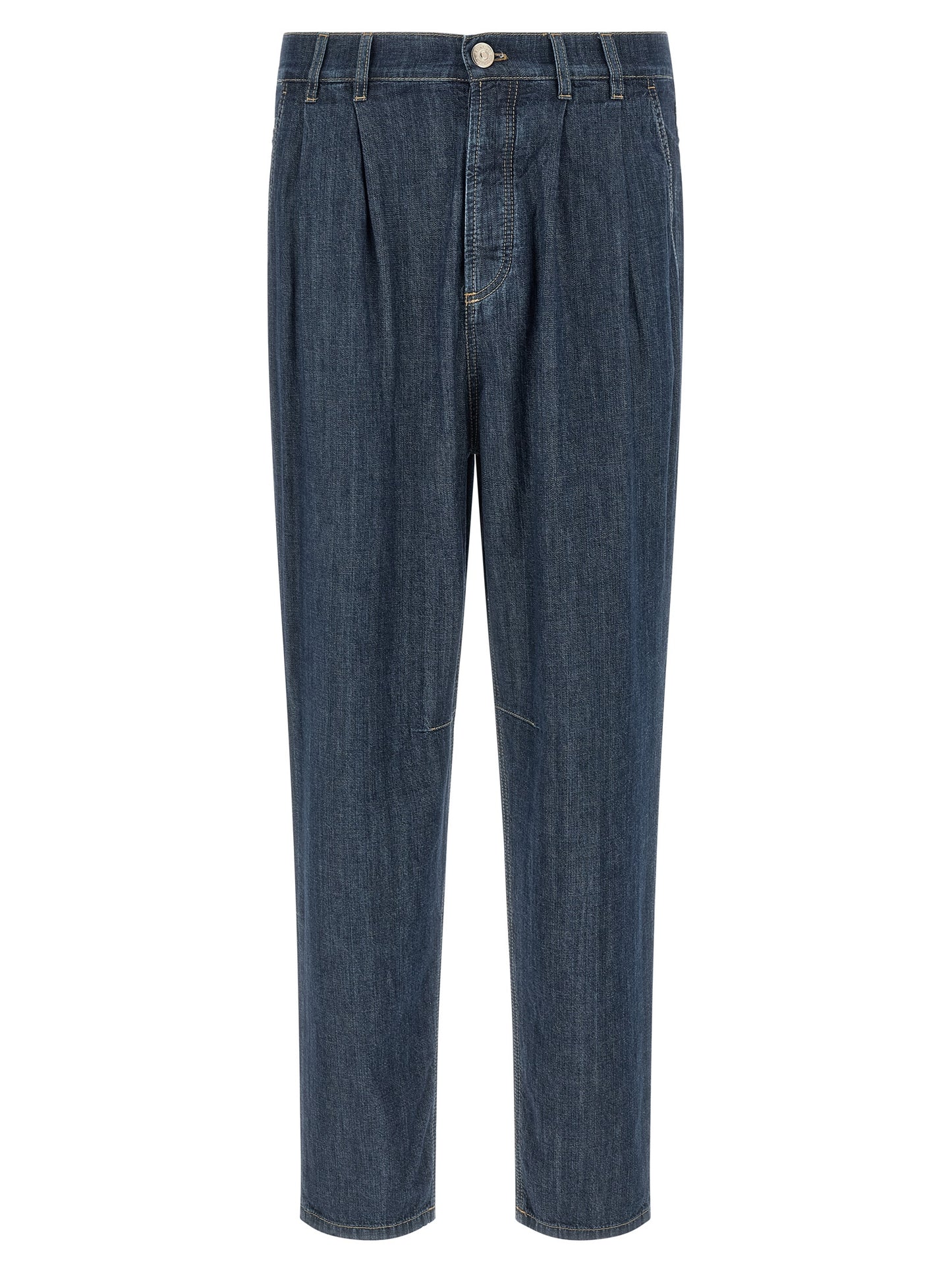 Brunello Cucinelli Blue Cotton Straight-Leg Jeans