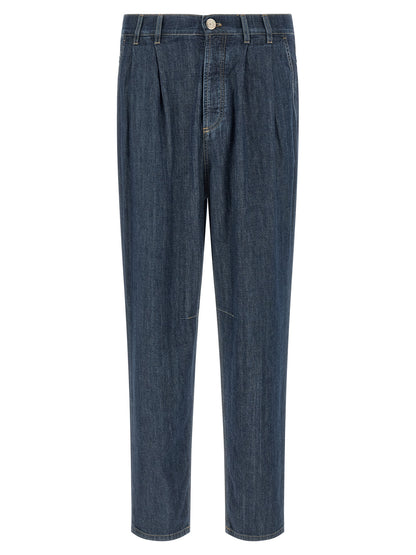 Brunello Cucinelli Blue Cotton Straight-Leg Jeans