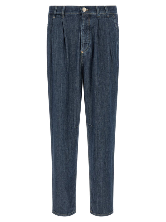 Brunello Cucinelli Blue Cotton Straight-Leg Jeans