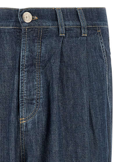 Brunello Cucinelli Blue Cotton Straight-Leg Jeans