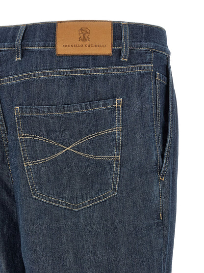 Brunello Cucinelli Blue Cotton Straight-Leg Jeans