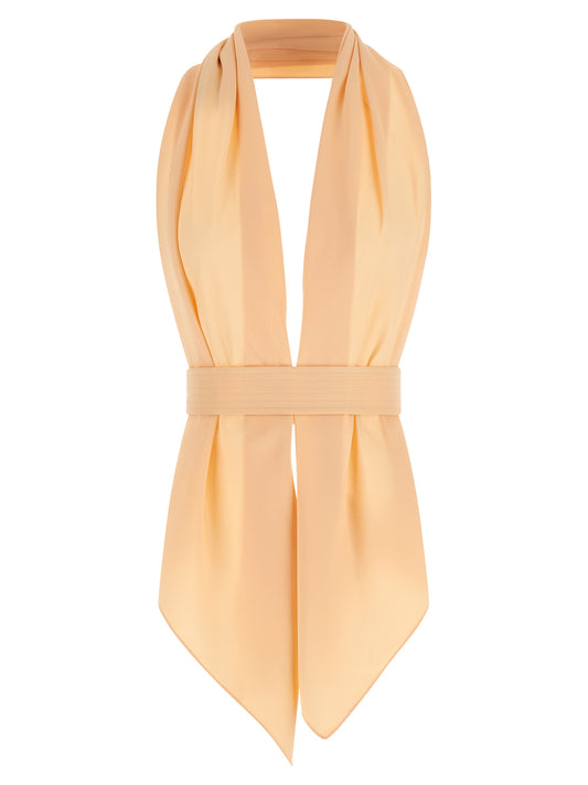 T-Shirt by Alberta Ferretti for women in viscose twill multicolor & pink features a plush silhouette, showcasing a sophisticated and sleeveless for a truly plush finish.