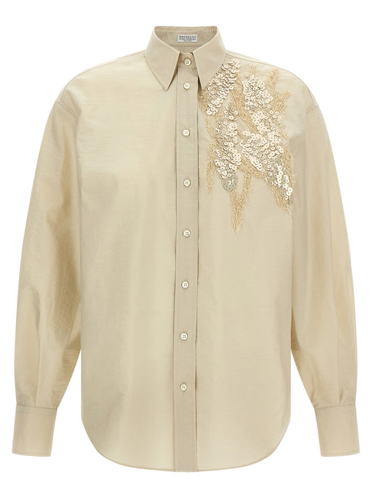 Brunello Cucinelli Beige Cotton Blouse