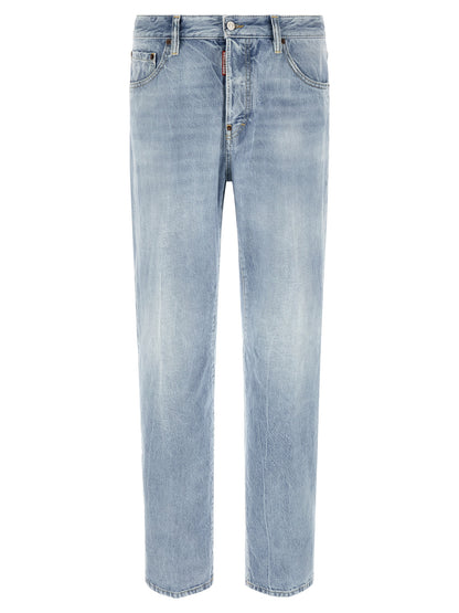 Dsquared² Blue Cotton Straight-Leg Jeans