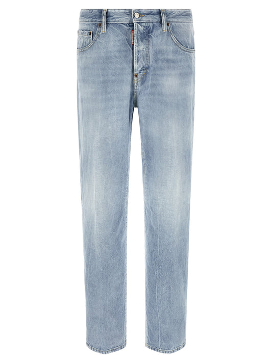 Dsquared² Blue Cotton Straight-Leg Jeans