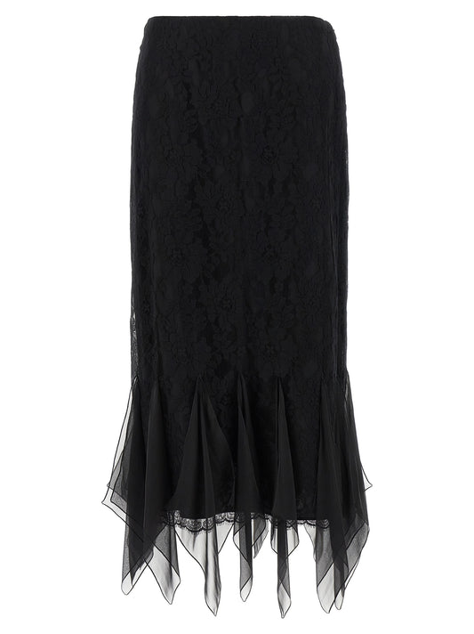 Valentino Garavani Black Cotton Midi Skirt
