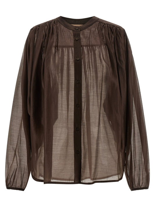 Blouse by Twinset for women in polyester brown & transparent features an architectural silhouette with a refined and elegant for a architectural look.