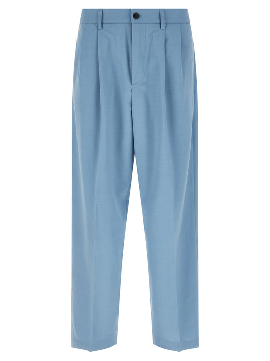 Chinos Pants by Department 5 for men in stretch viscose polyester light-blue features an sharp straight-leg & wide and long with a , highlighting a sharp silhouette for a sophisticated look.