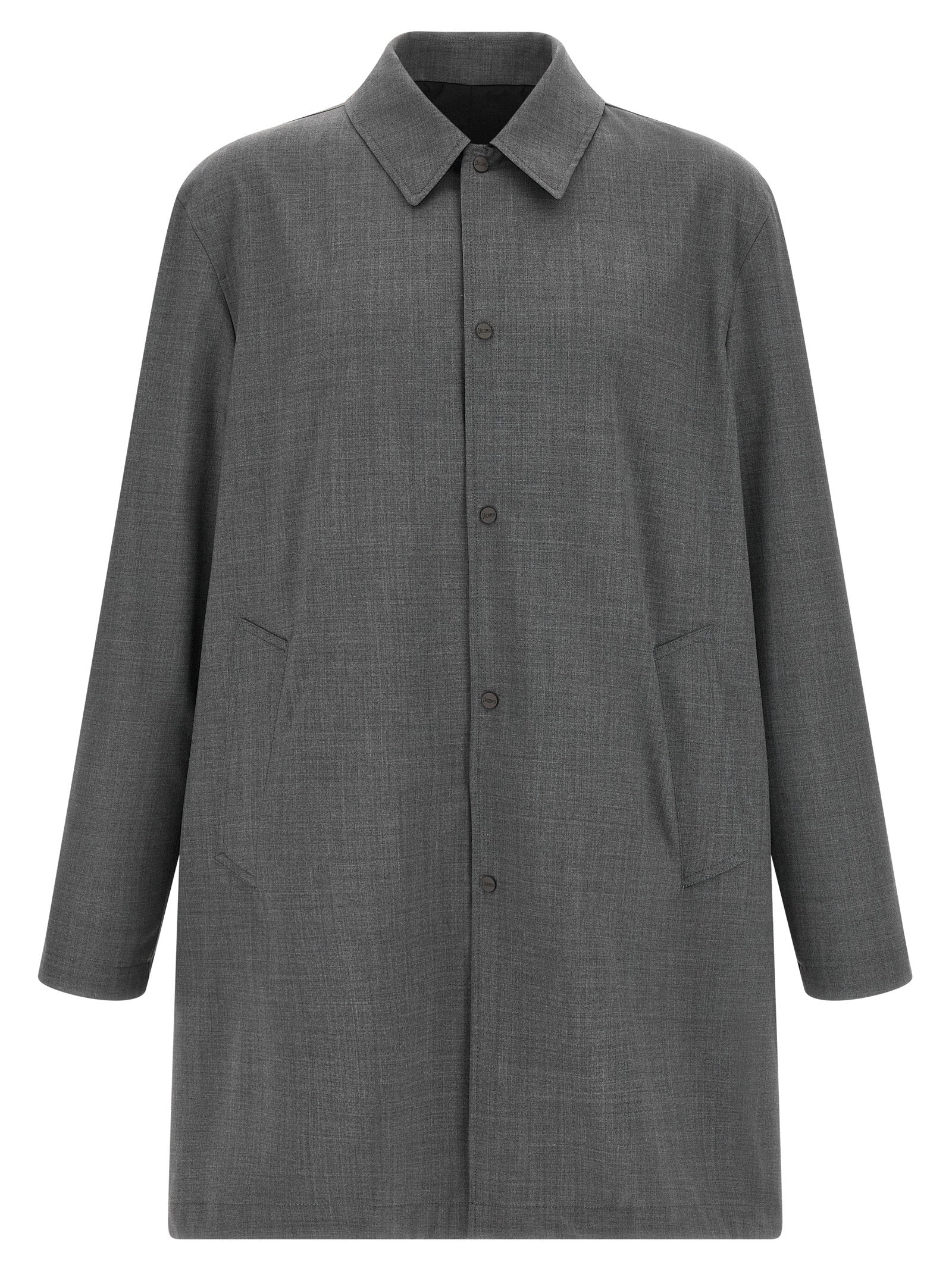 Overcoat by Herno for men in polyester wool multicolor features a contemporary silhouette showcasing a contemporary shirt-collar neckline and refined water-resistant, lightweight & pockets for a sophisticated finish.