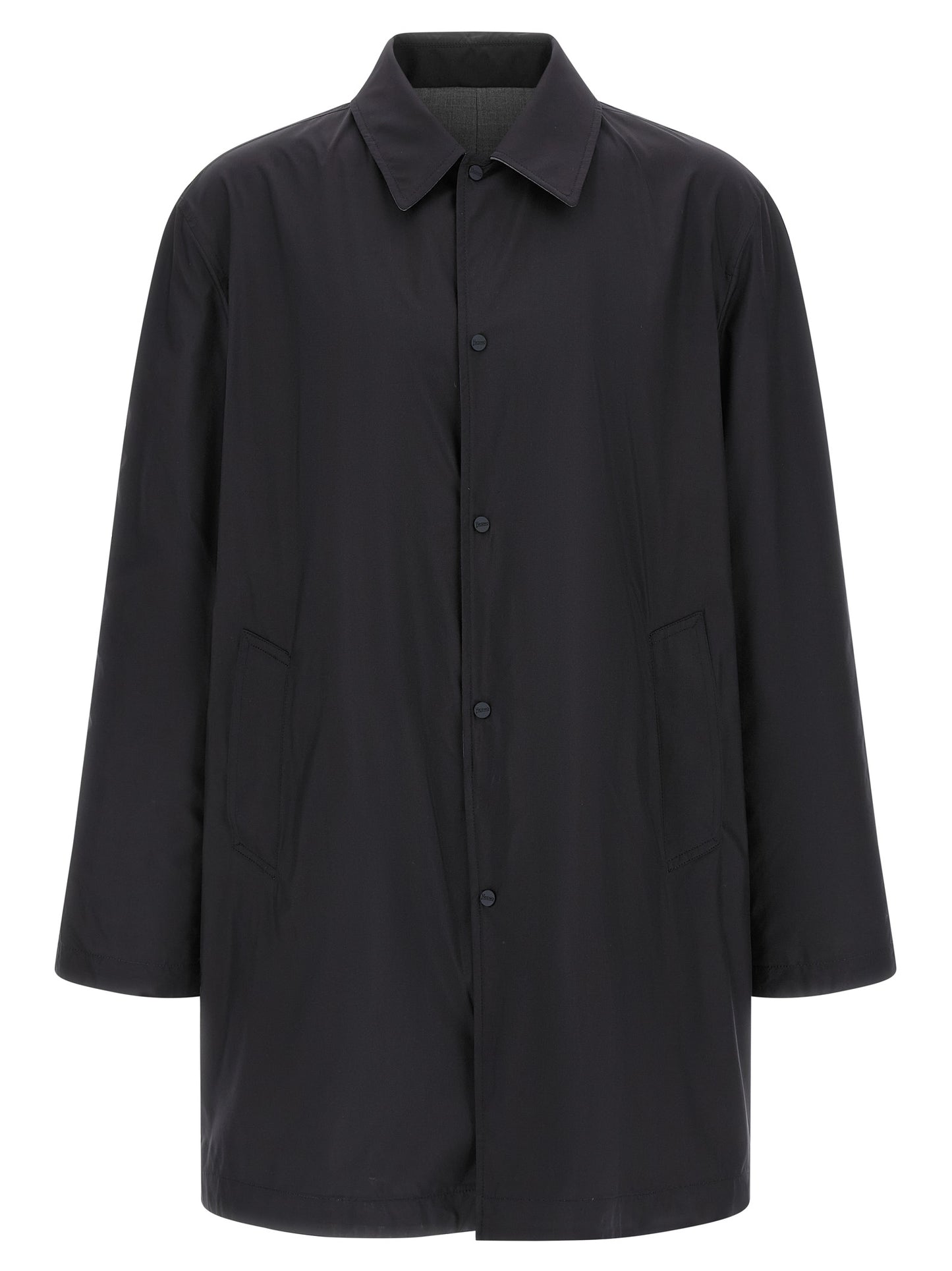 Overcoat by Herno for men in polyester wool multicolor presents a luxurious silhouette, showcasing a luxurious shirt-collar neckline and sophisticated water-resistant, lightweight & pockets for a premium, luxurious look.