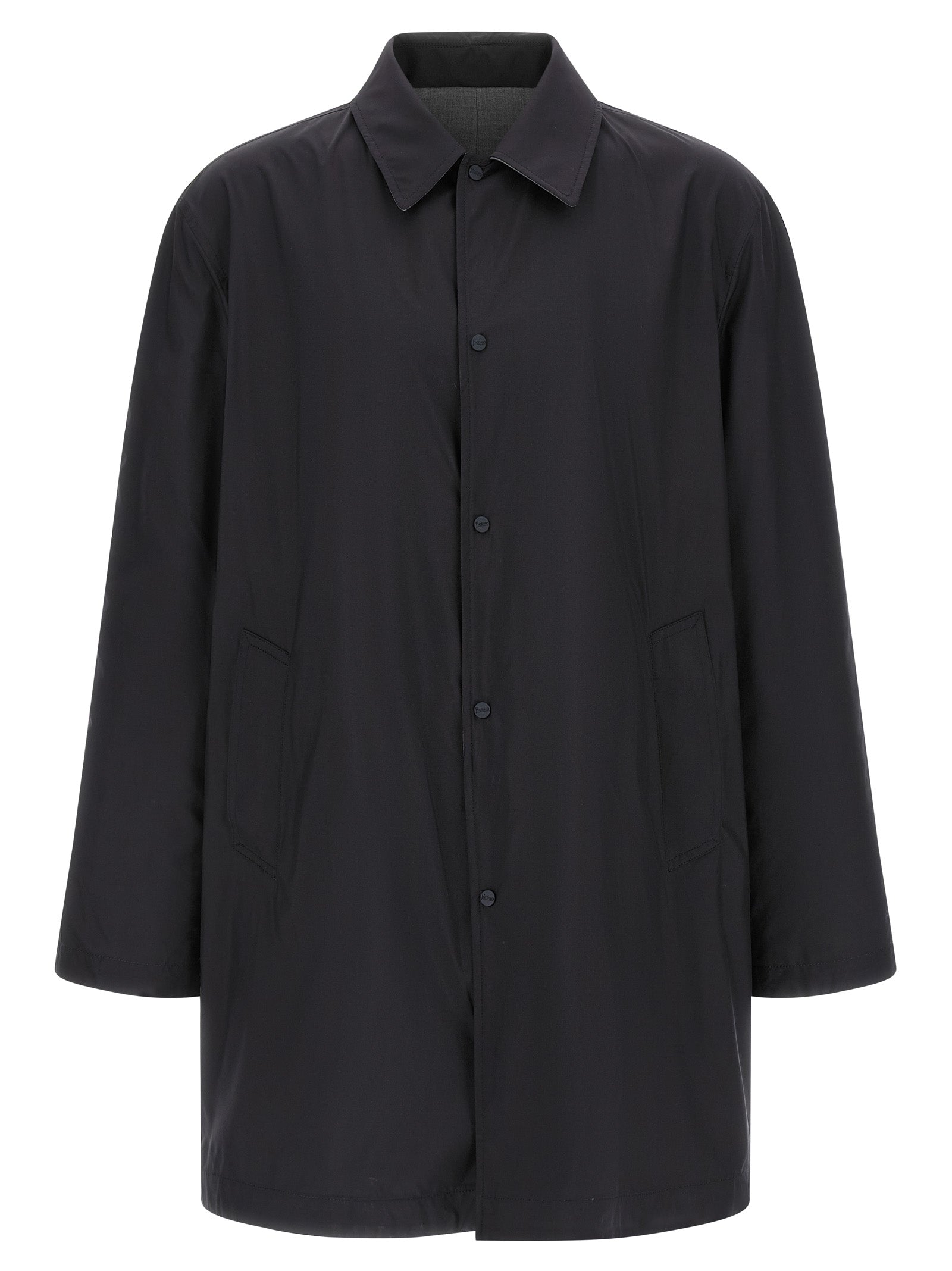 Overcoat by Herno for men in polyester wool multicolor presents a luxurious silhouette, showcasing a luxurious shirt-collar neckline and sophisticated water-resistant, lightweight & pockets for a premium, luxurious look.