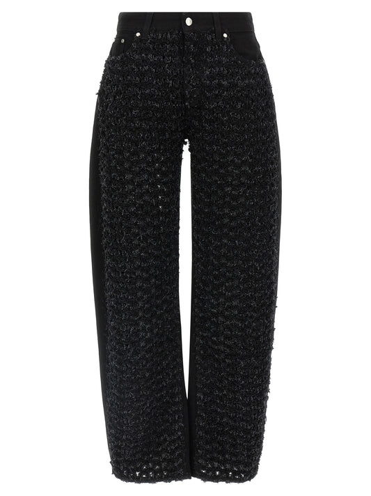 Jeans by Stella McCartney for women in denim cotton black presents a refined pantology silhouette, artfully defined by a refined pantology straight-leg, relaxed-fit & wide, long, and a sophisticated .